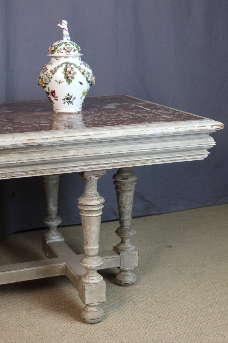 19th-century Painted Wooden Coffee Table-photo-4