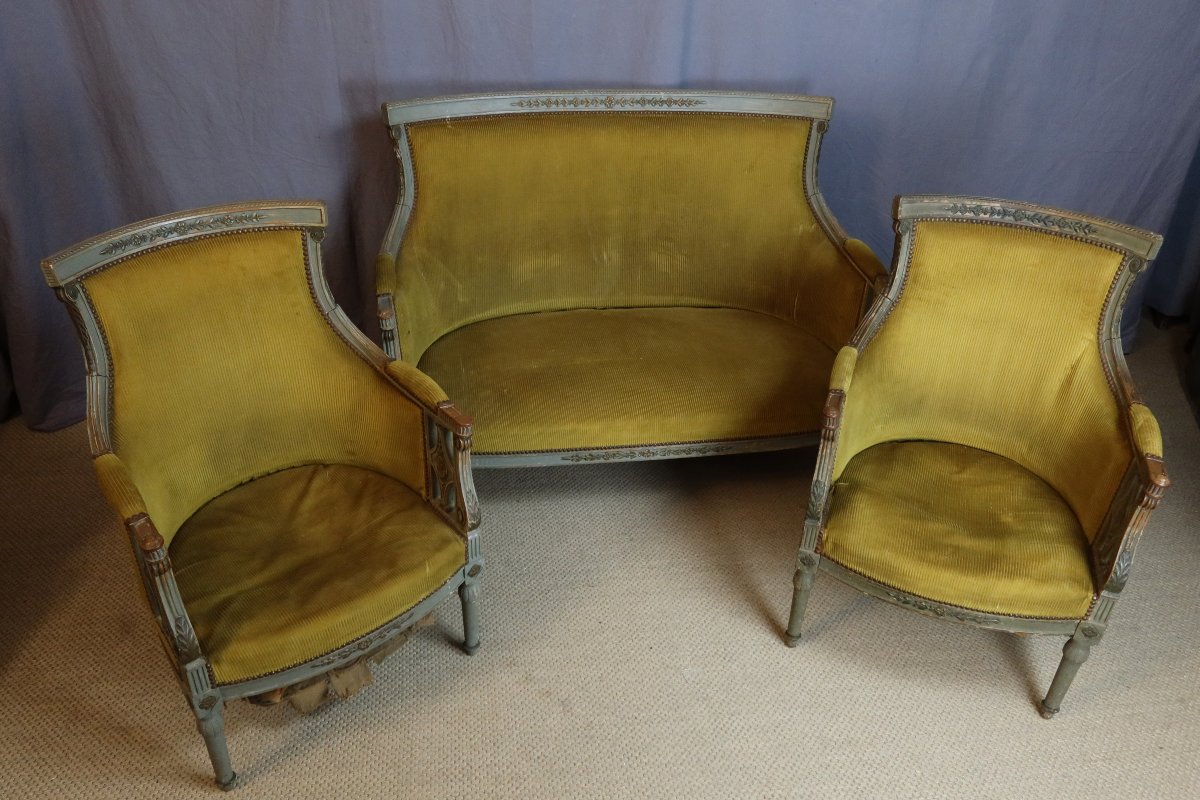 Directoire-style Lacquered Wood Armchair-photo-4