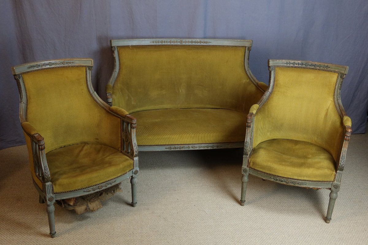 Directoire-style Lacquered Wood Armchair