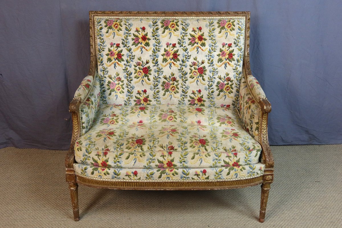 Large fauteuil ou marquise style Louis XVI-photo-2