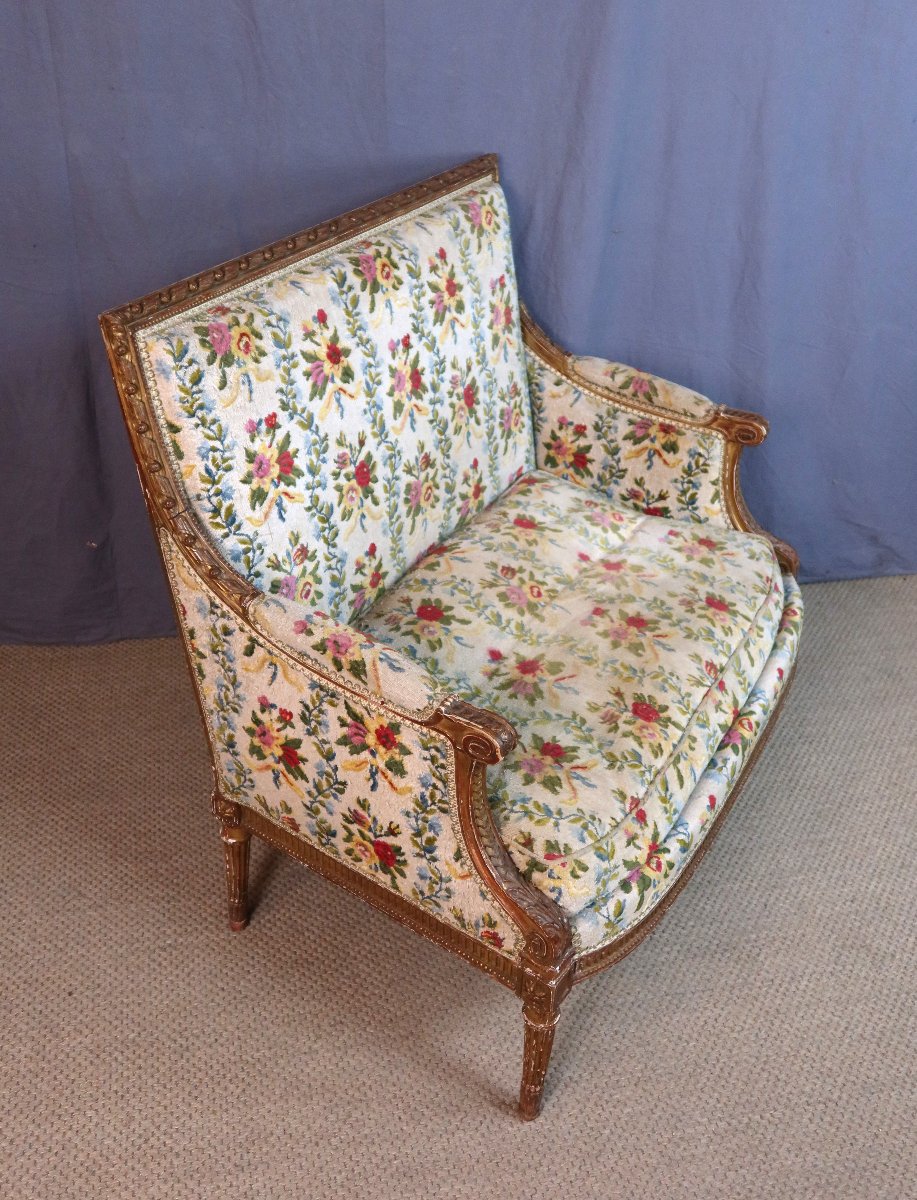 Large fauteuil ou marquise style Louis XVI-photo-1