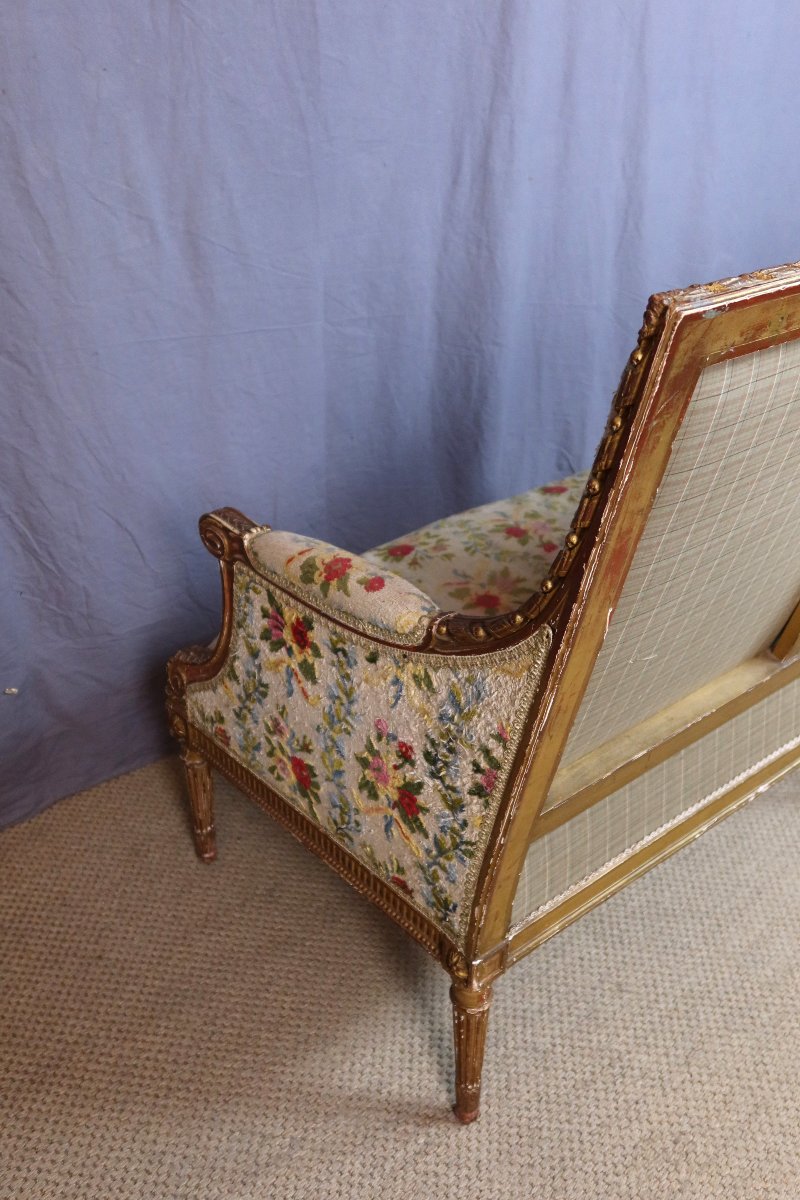 Large fauteuil ou marquise style Louis XVI-photo-4