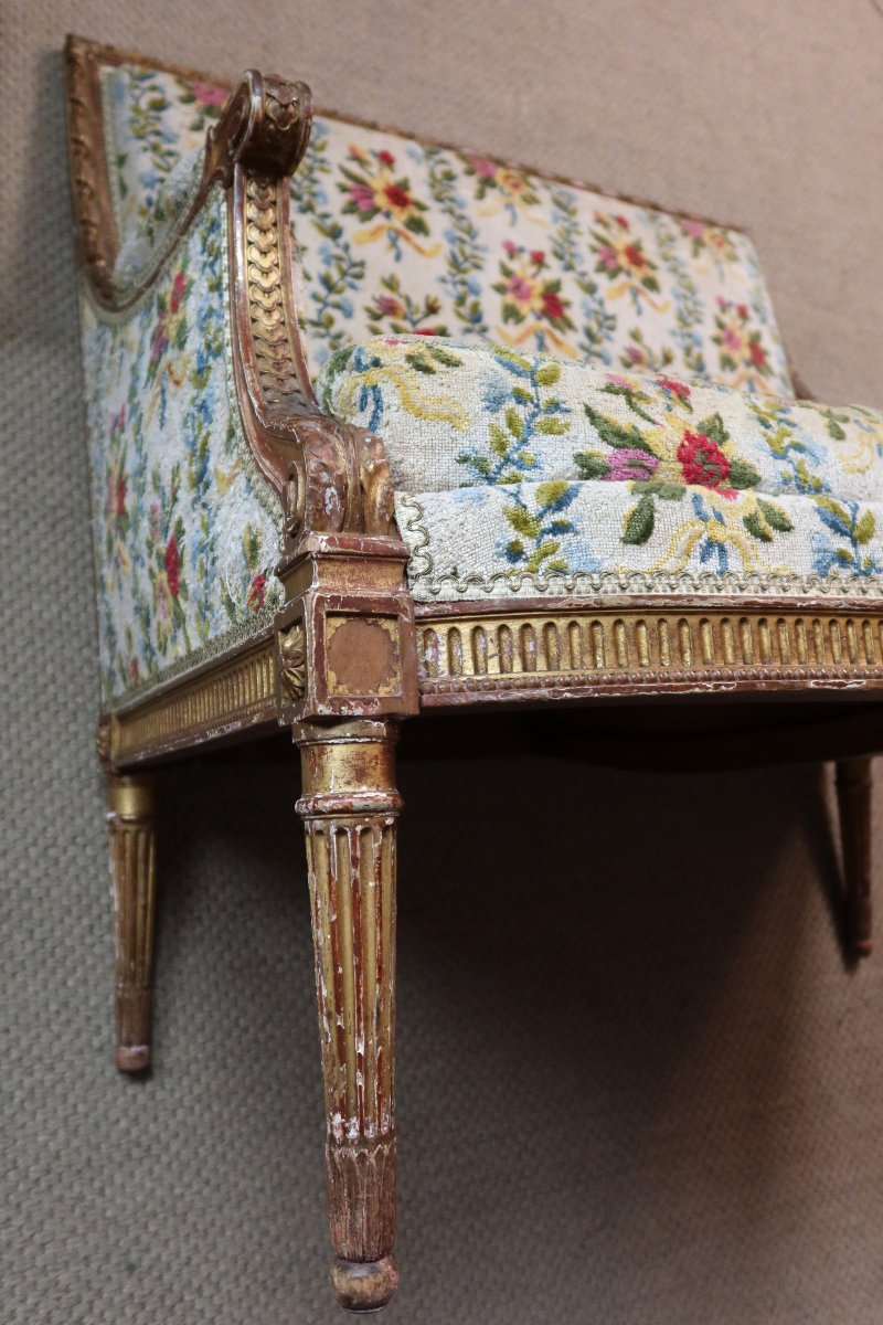 Large fauteuil ou marquise style Louis XVI-photo-7