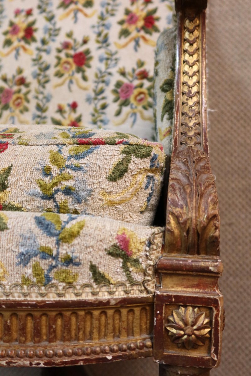 Large fauteuil ou marquise style Louis XVI-photo-8