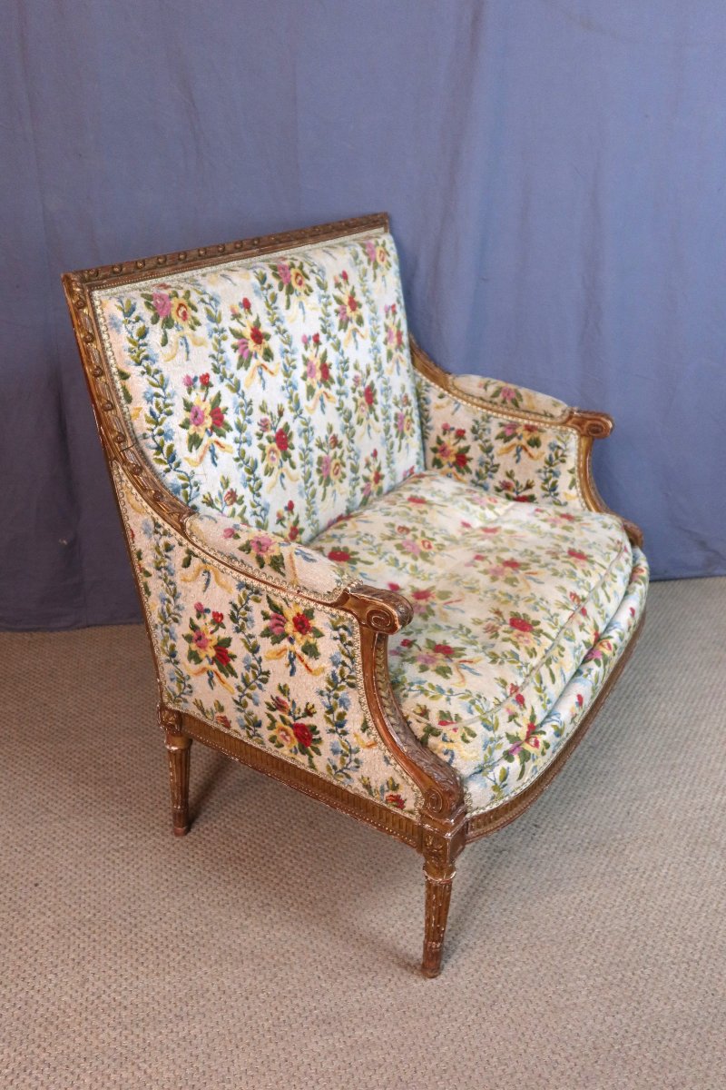 Large fauteuil ou marquise style Louis XVI