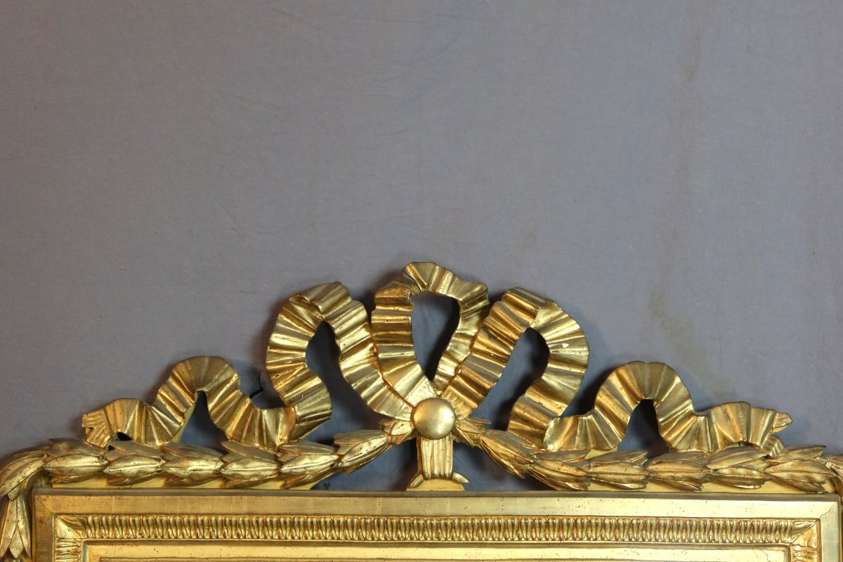 Grand miroir en bois doré époque  Louis XVI-photo-2