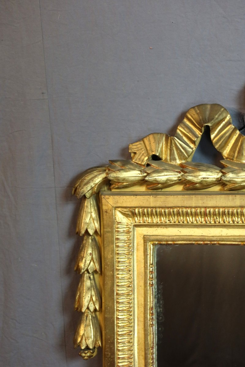 Grand miroir en bois doré époque  Louis XVI-photo-3