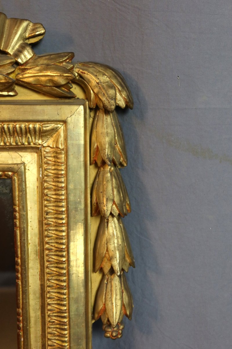 Grand miroir en bois doré époque  Louis XVI-photo-4