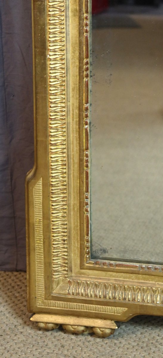 Grand miroir en bois doré époque  Louis XVI-photo-3