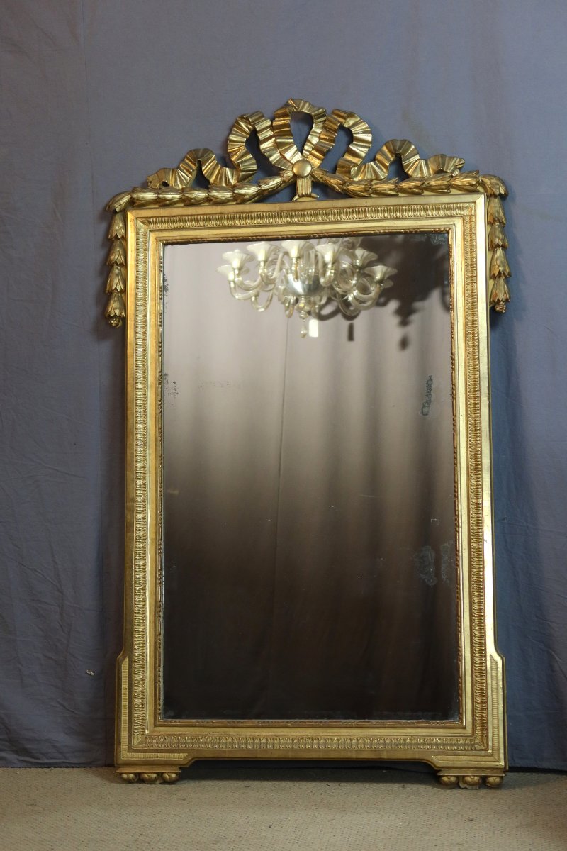 Grand miroir en bois doré époque  Louis XVI-photo-7