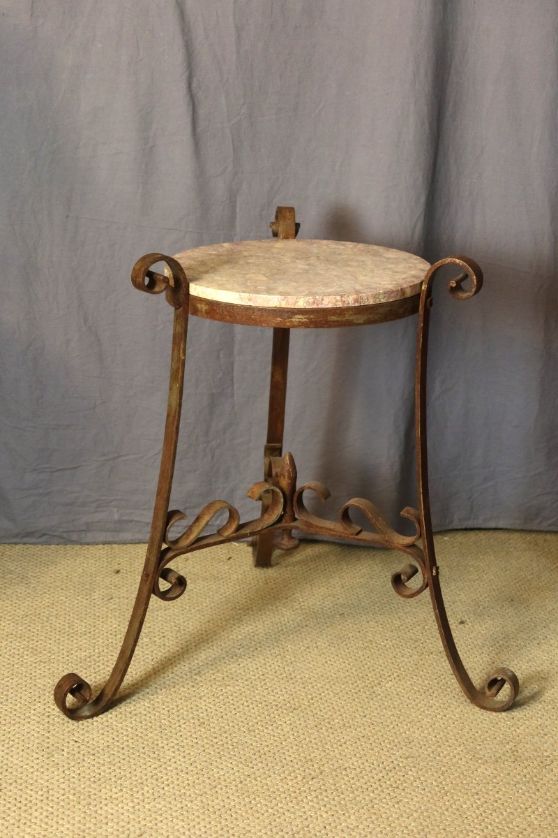 Iron Stool With A Marble Shelf-photo-2