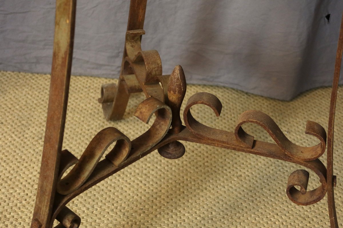 Iron Stool With A Marble Shelf-photo-3