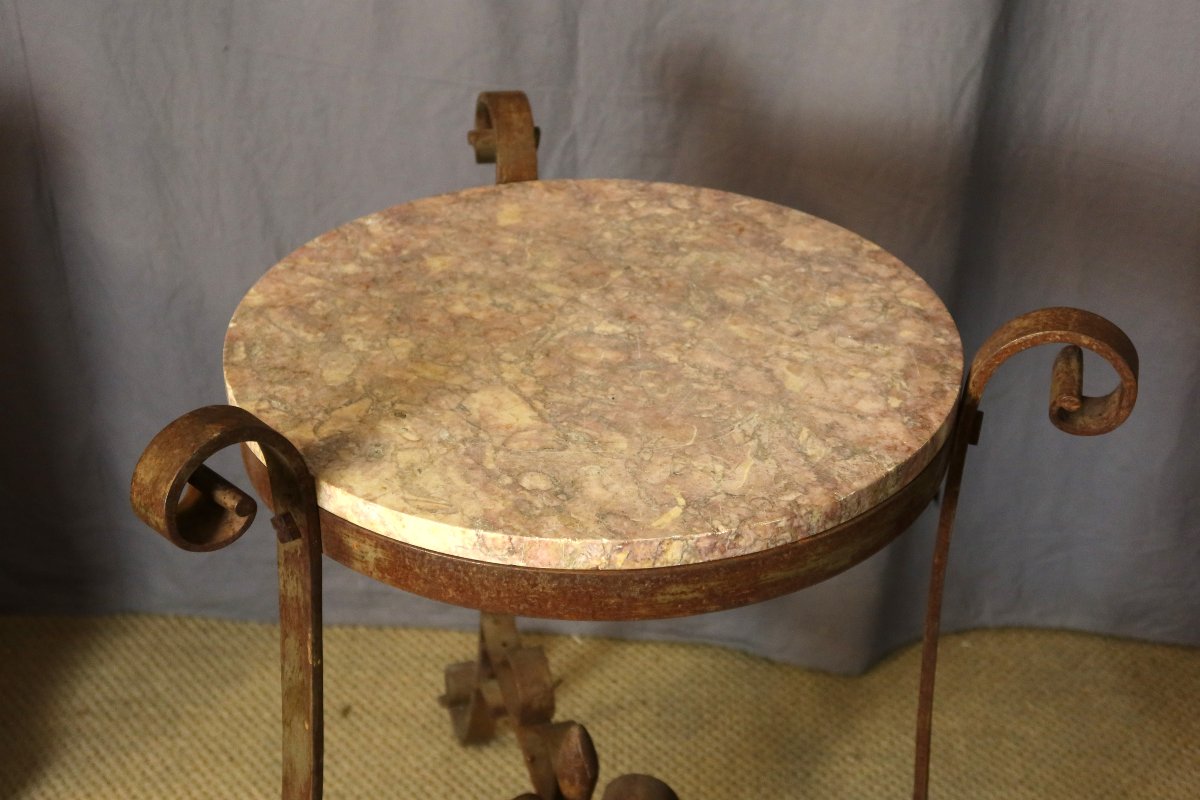 Iron Stool With A Marble Shelf-photo-2