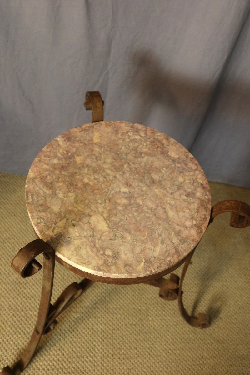 Iron Stool With A Marble Shelf-photo-4