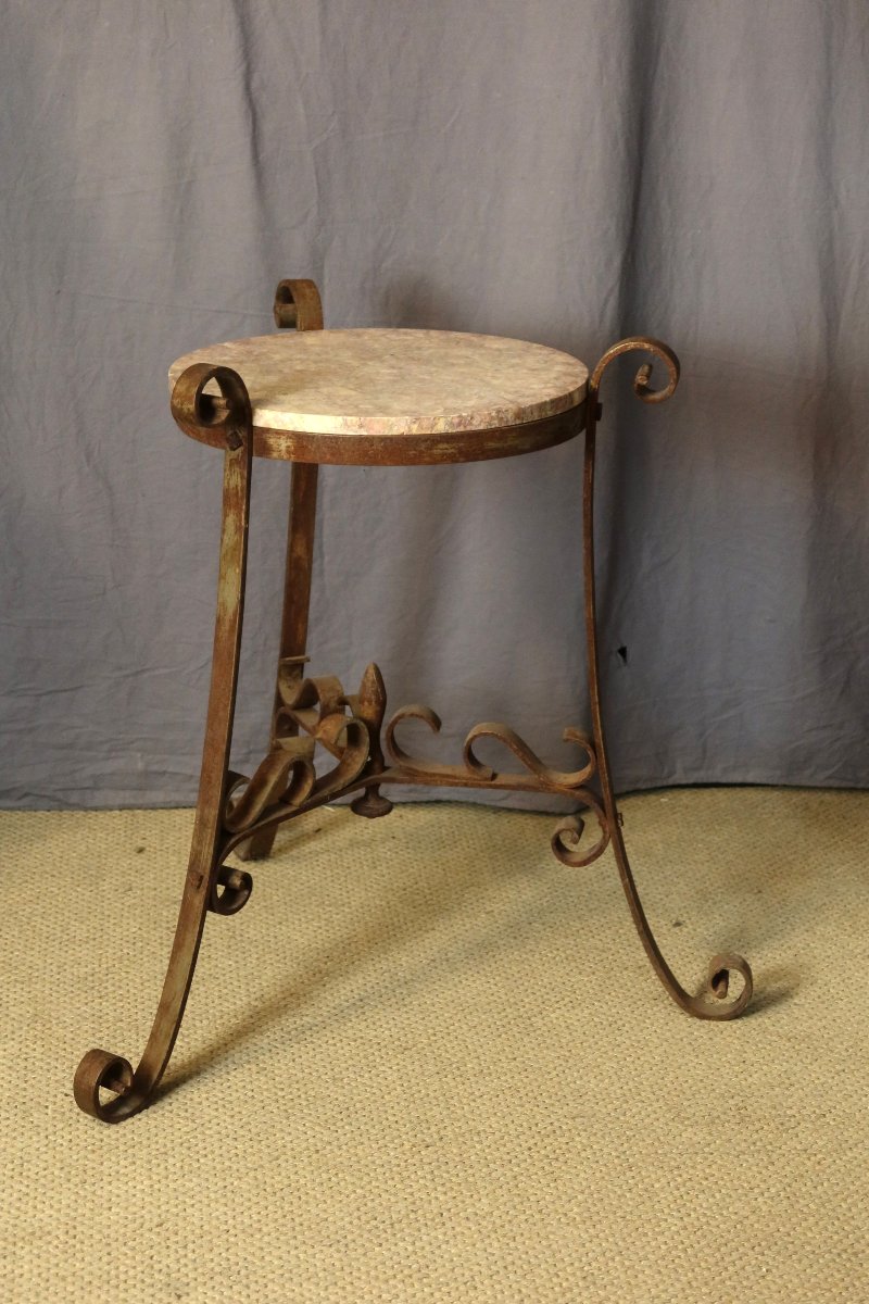 Iron Stool With A Marble Shelf-photo-5