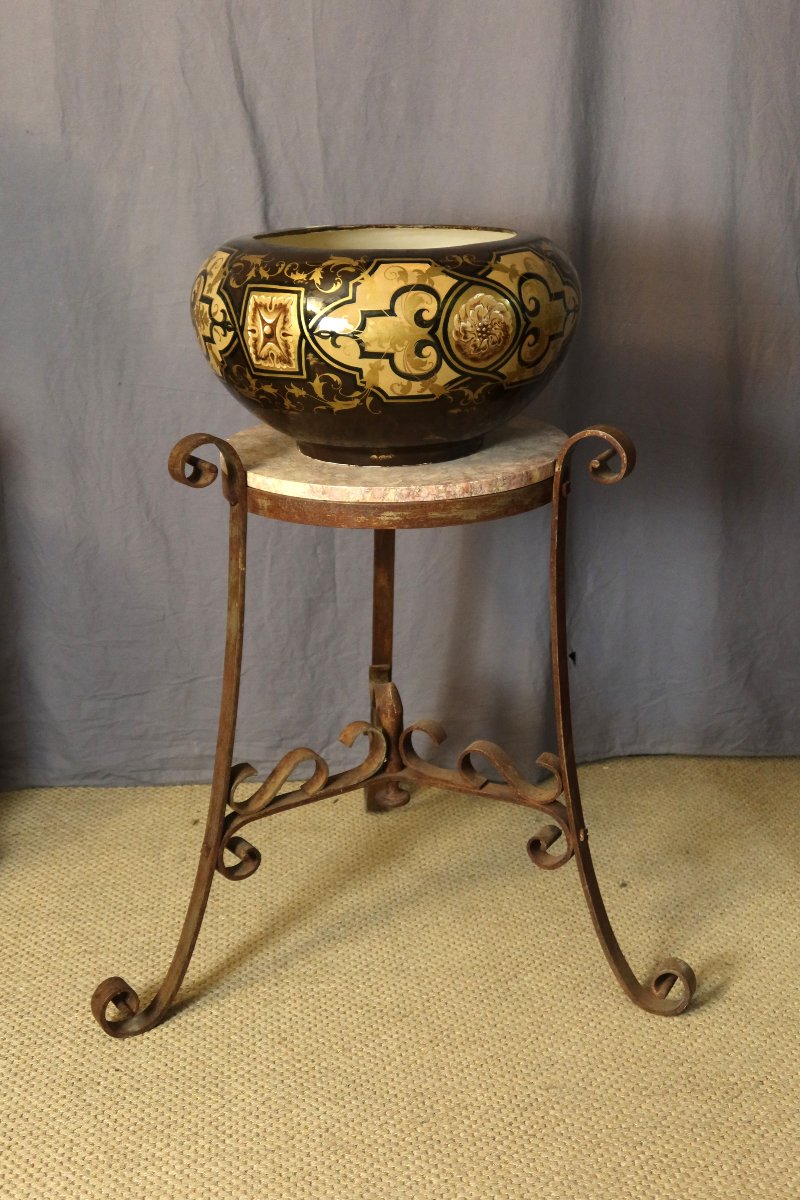 Iron Stool With A Marble Shelf