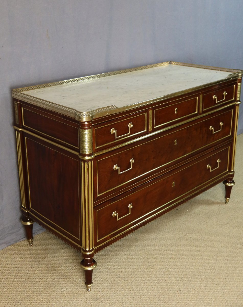 Commode Louis XVI en acajou fin du XVIIIème siècle-photo-2