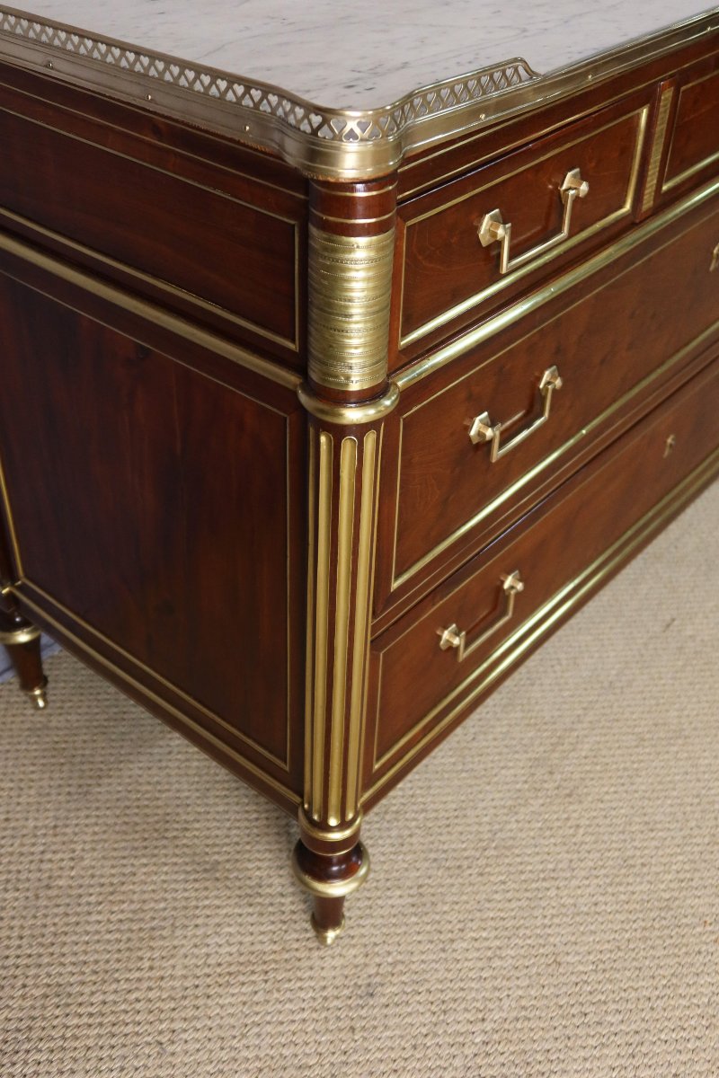 Commode Louis XVI en acajou fin du XVIIIème siècle-photo-1