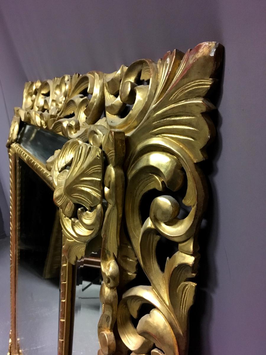 Grand Mirror In Golden Wood, Napoleon III Period-photo-2