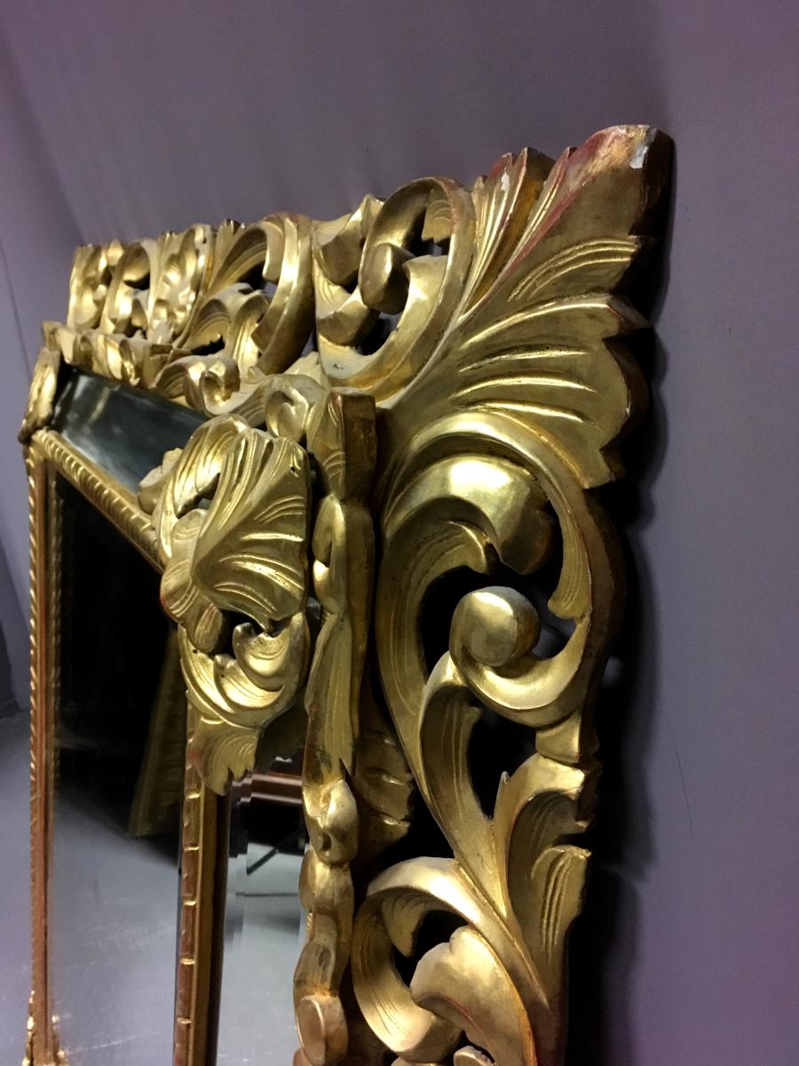 Grand miroir En Bois Doré, Epoque Napoléon III-photo-2