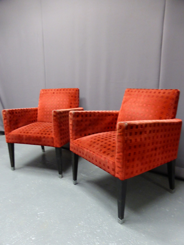 Pair Of Armchairs In Velvet, Twentieth-photo-3