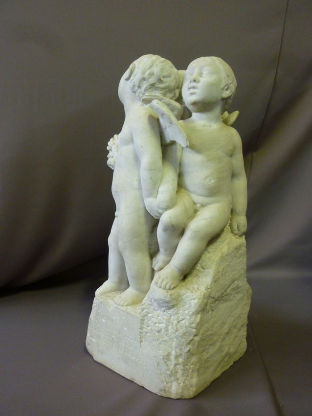 Marble Sculpture Signed Angelots G.léonetti