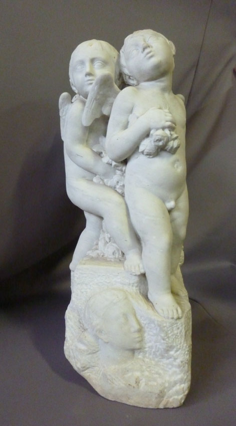 Marble Sculpture Signed Angelots G.léonetti-photo-2