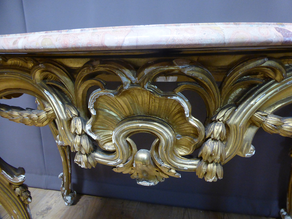 Console En Bois Doré Louis XV-photo-2