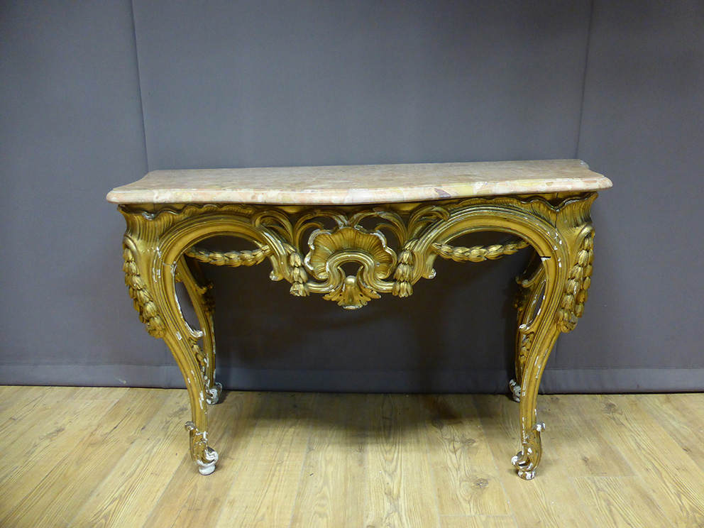 Console En Bois Doré Louis XV-photo-3