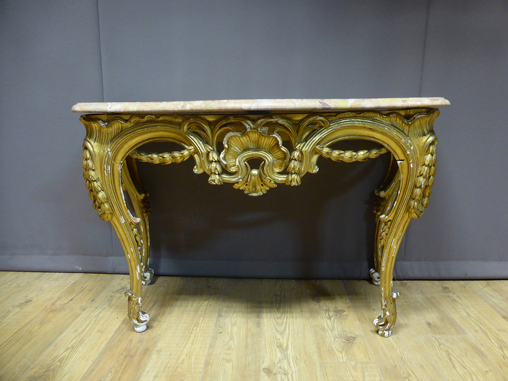 Console En Bois Doré Louis XV-photo-4