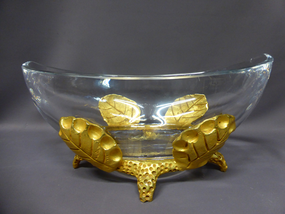 Coupe En Cristal Et Bronze Signée-photo-5