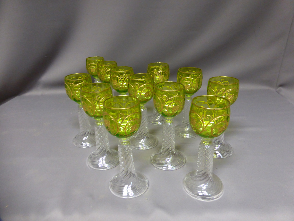 Suite Of 12 Crystal Glasses With Rhine Wine