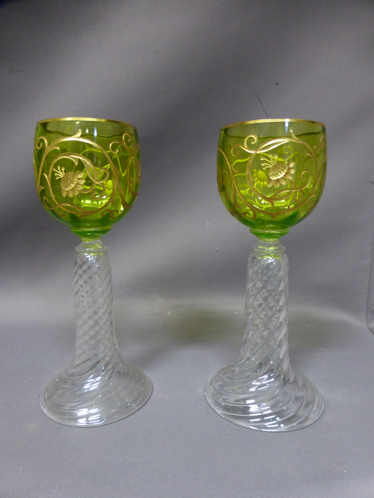 Suite Of 12 Crystal Glasses With Rhine Wine-photo-2
