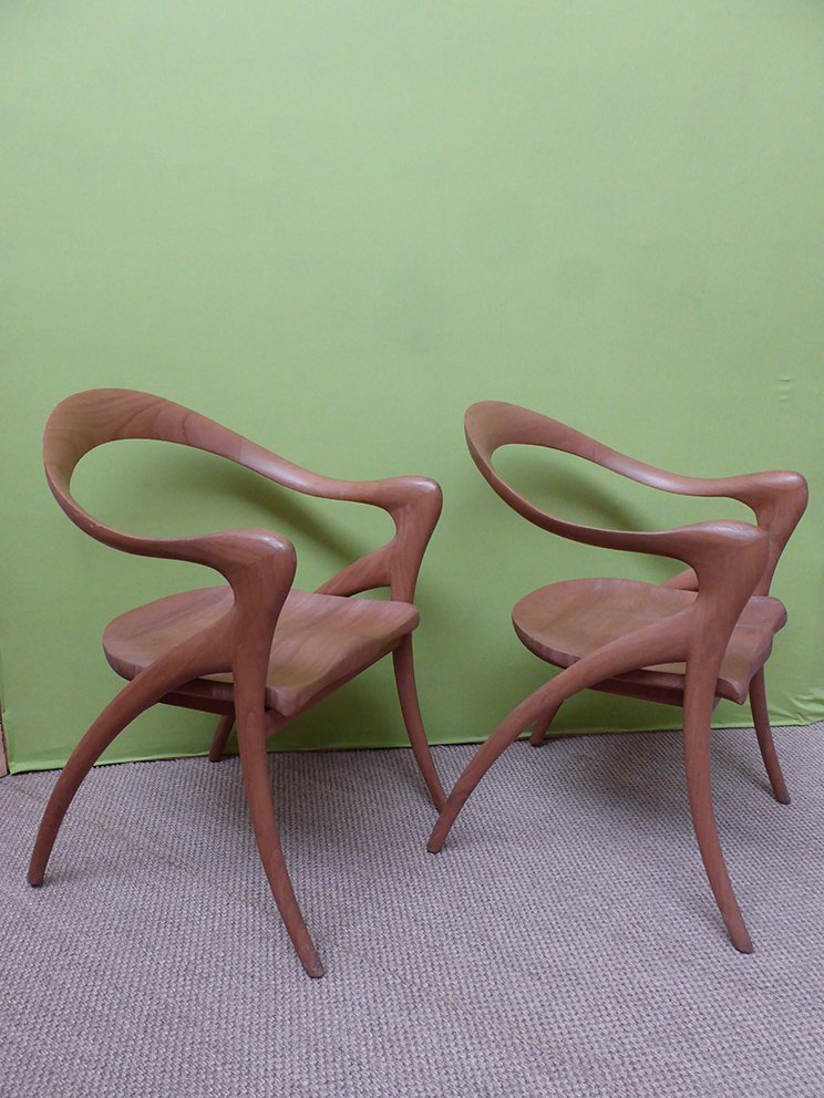 Paire De Fauteuils En Teck-photo-2