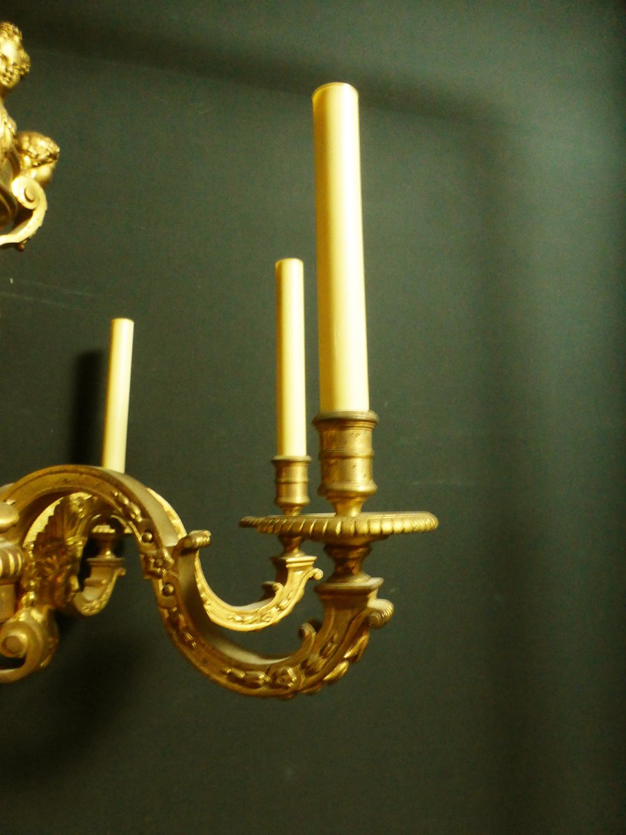 Chandelier In Gilt Bronze Louis XIV Style-photo-2