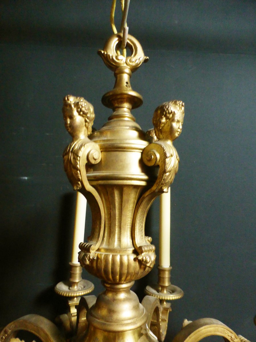 Lustre En Bronze Doré Style Louis XIV -photo-1