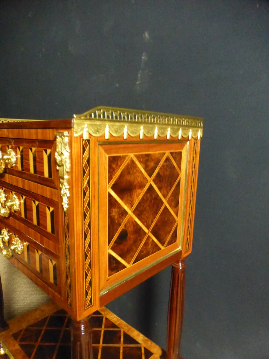 XIX Marquetry Side Table-photo-4