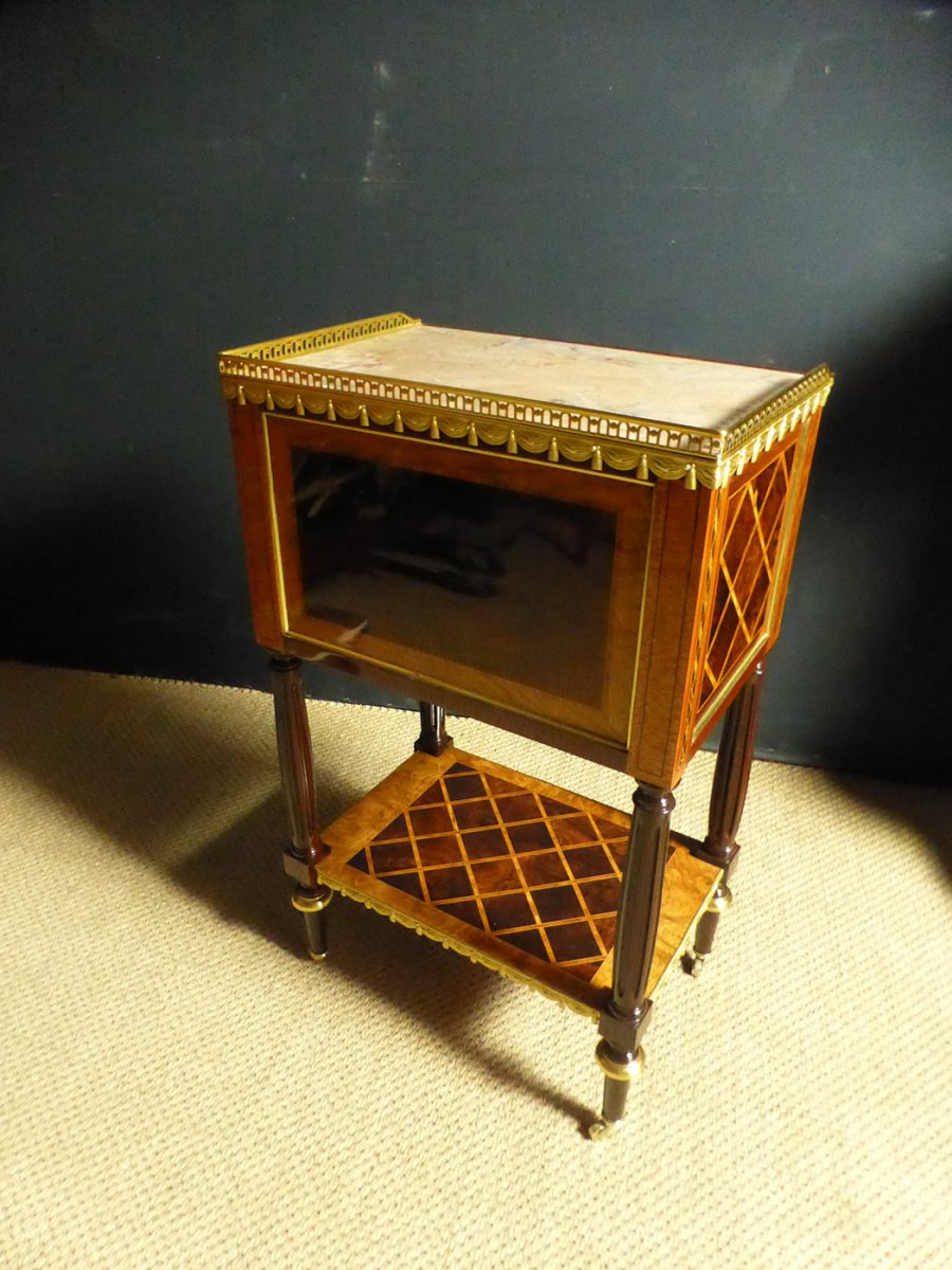XIX Marquetry Side Table-photo-2