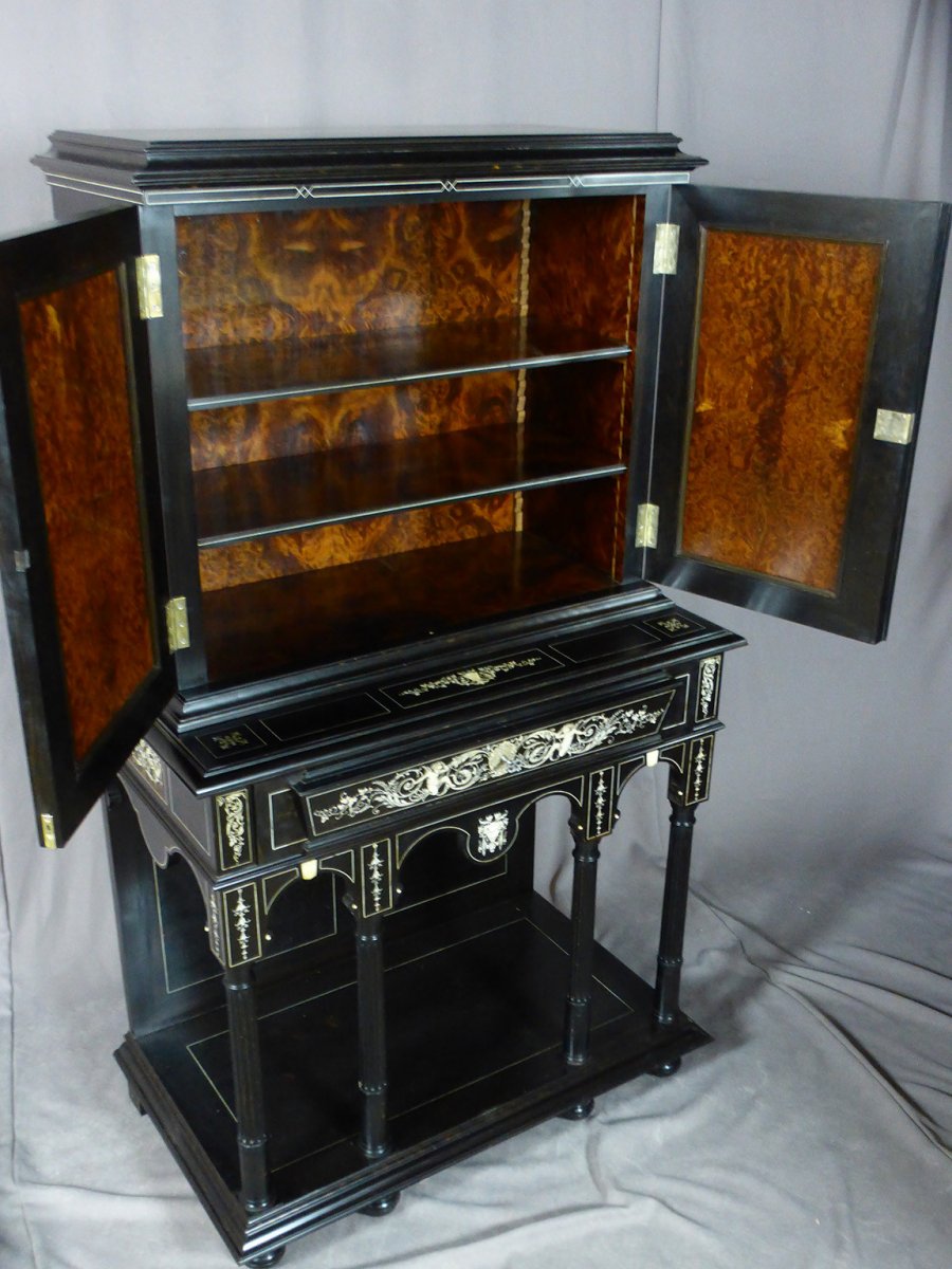 Buffet formant cabinet  en ébène d'époque NIII-photo-7