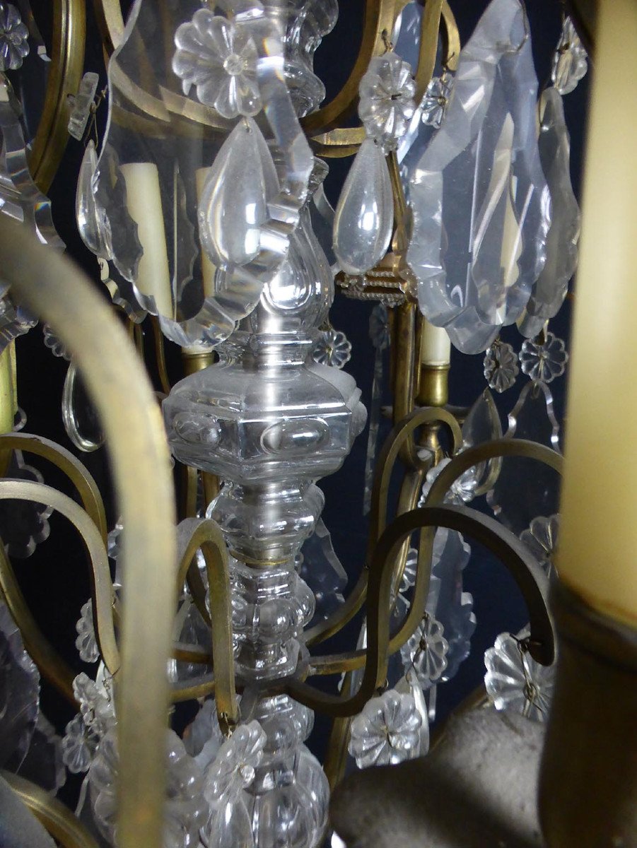 Large Crystal And Bronze Chandelier XIX-photo-4
