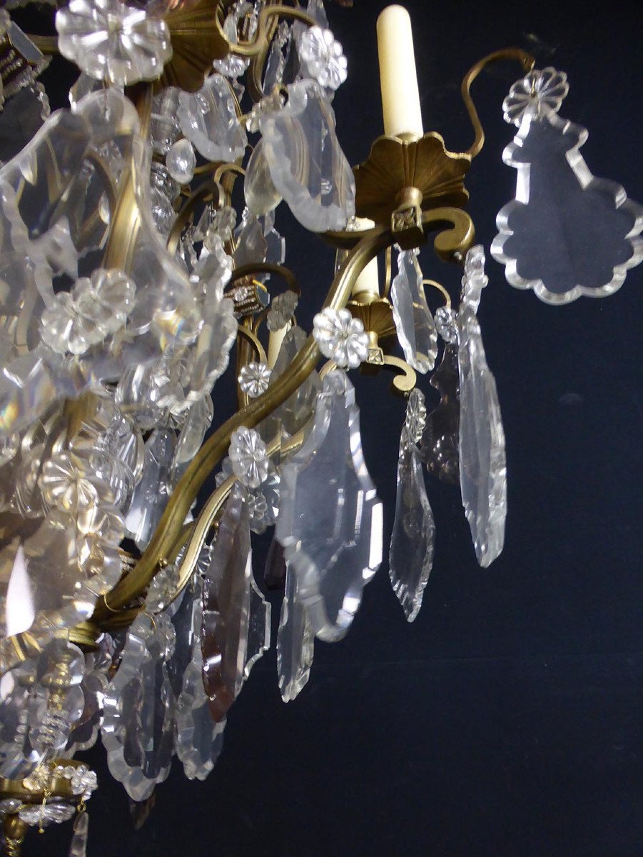 Large Crystal And Bronze Chandelier XIX-photo-1