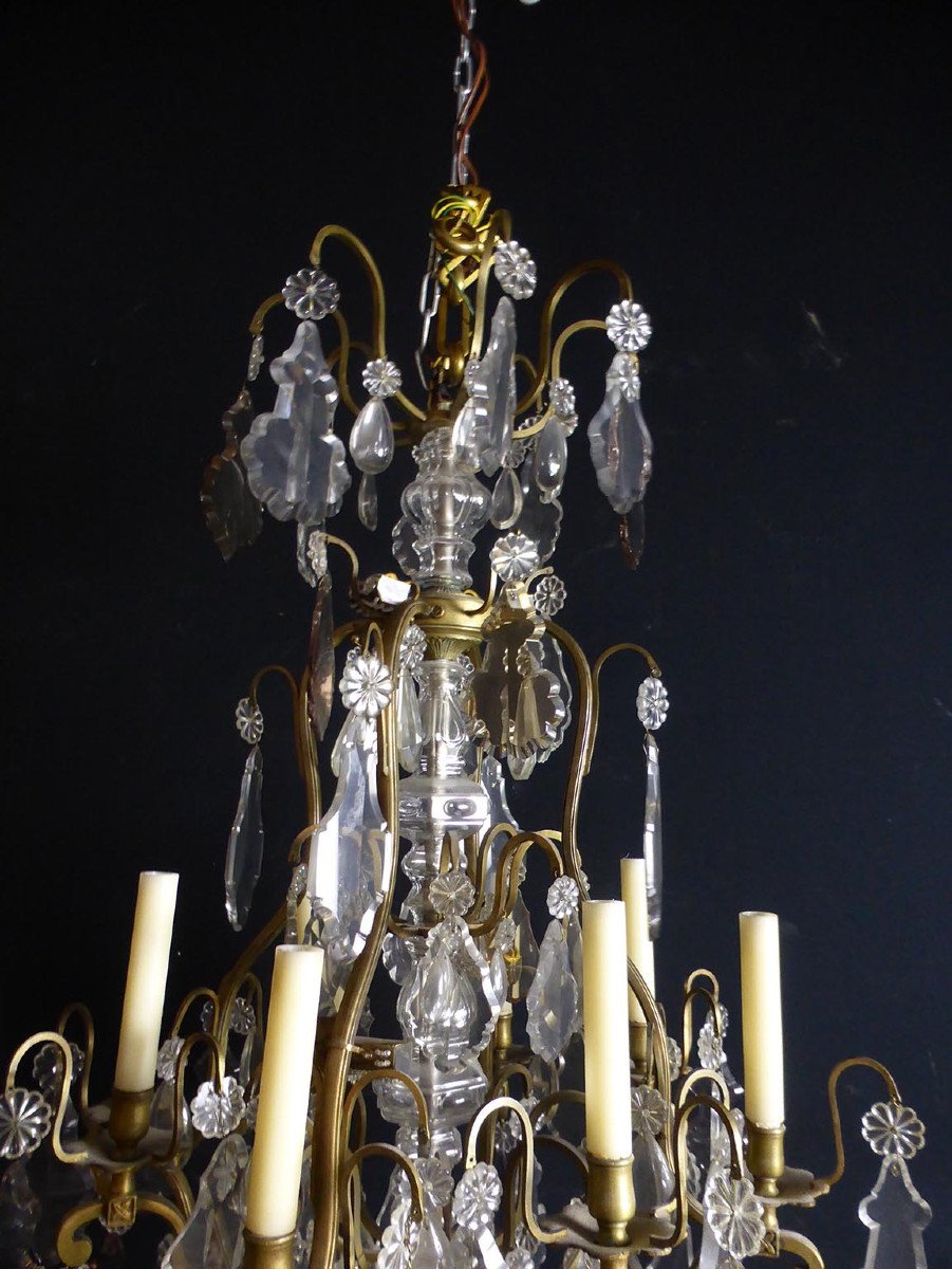 Large Crystal And Bronze Chandelier XIX-photo-3