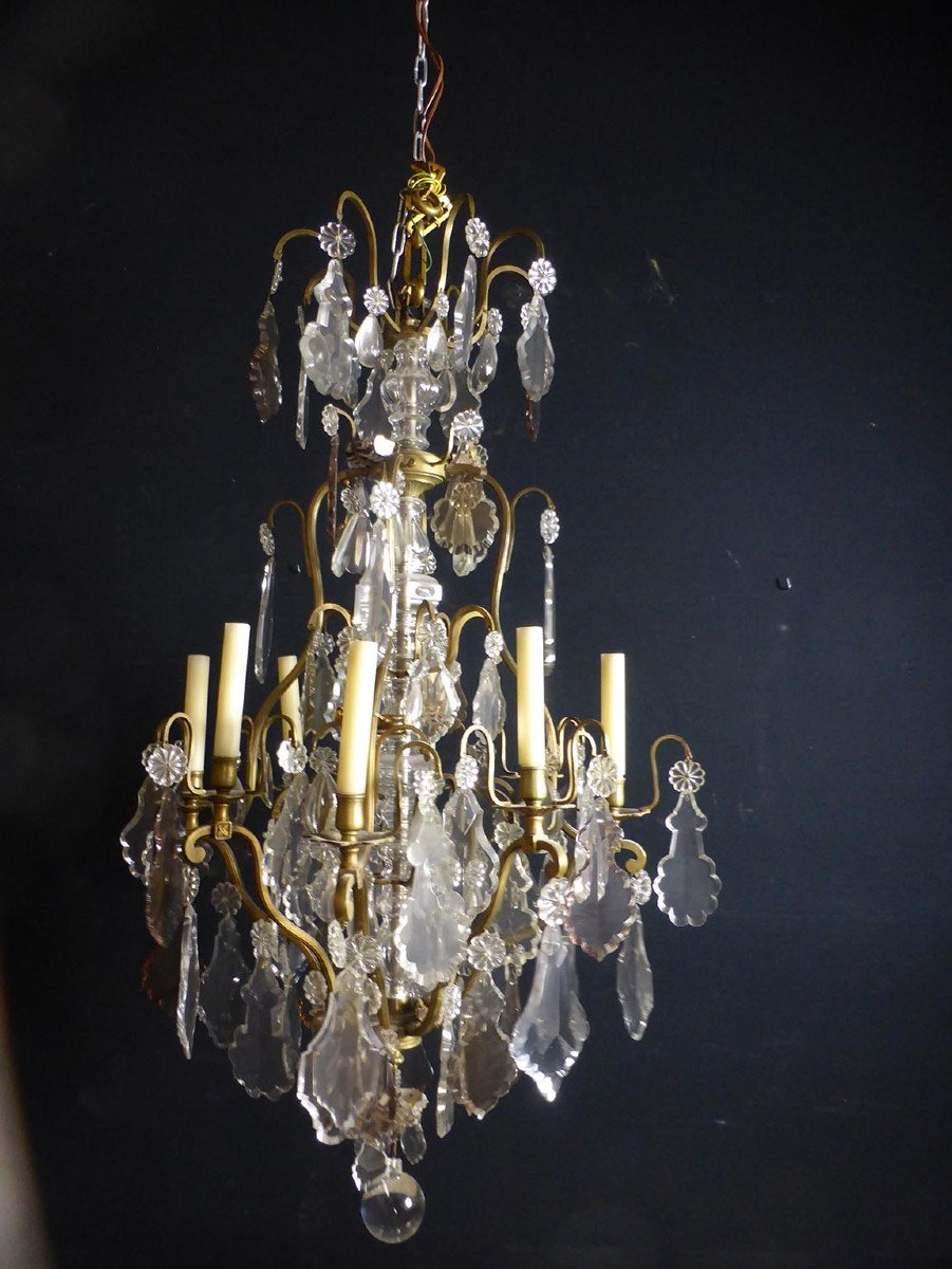 Large Crystal And Bronze Chandelier XIX-photo-5