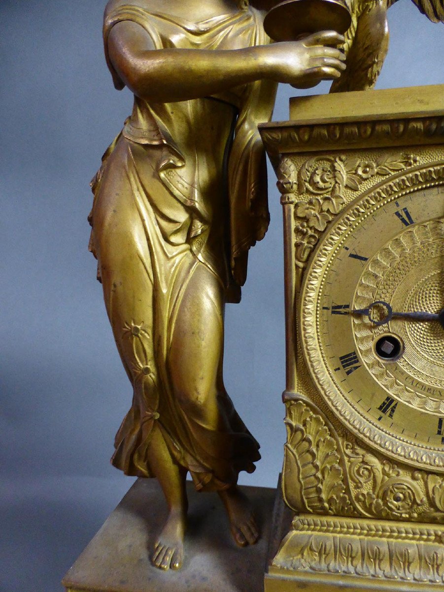 Empire Clock In Gilt Bronze-photo-4