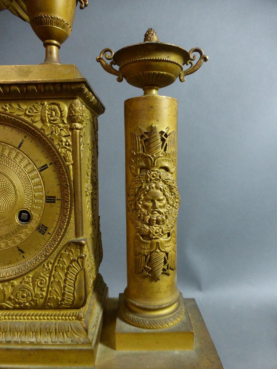 Empire Clock In Gilt Bronze-photo-2