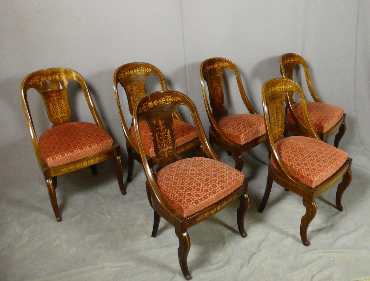 Suite Of Six Charles X Stamped Chairs