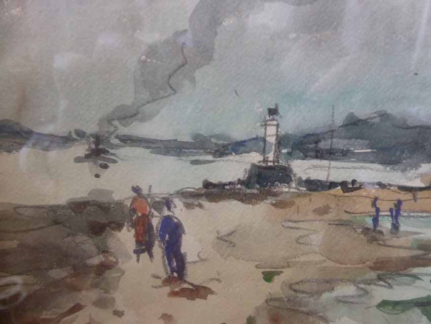 Watercolor Marine "le Phare De Honfleur" Signed Lavoine-photo-2