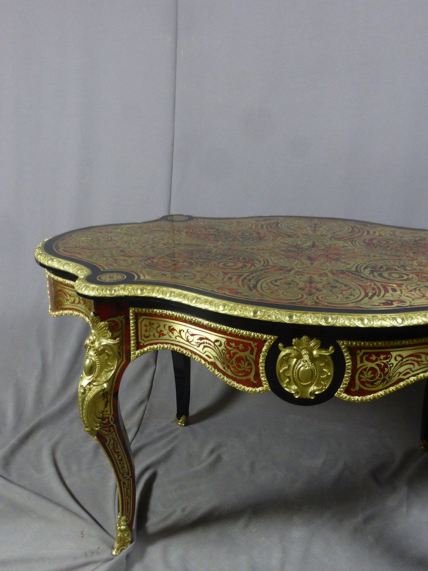 Boulle Marquetry Table Signed Diehl Paris-photo-6