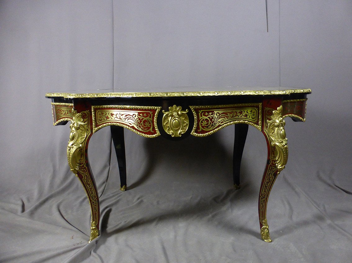 Boulle Marquetry Table Signed Diehl Paris-photo-7