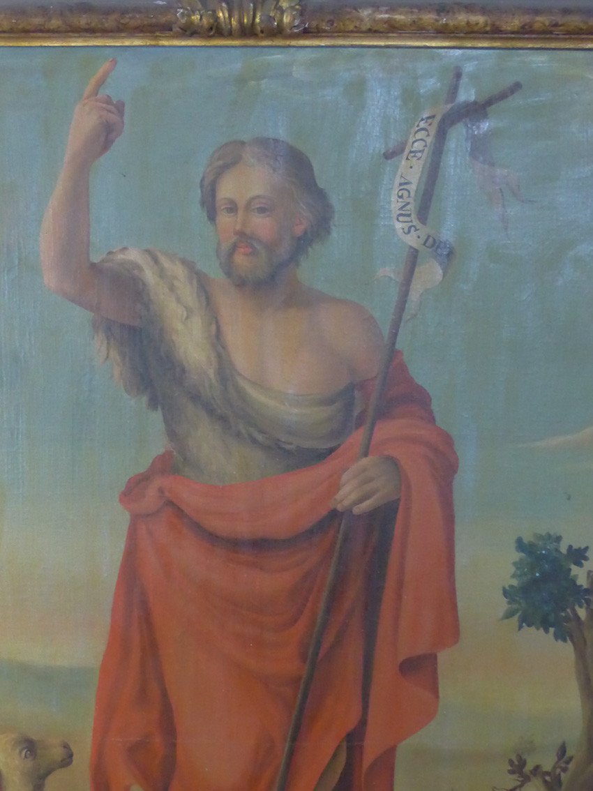 Large Table XIX "saint John The Baptist And The Mystical Lamb" XVII Frame.-photo-2